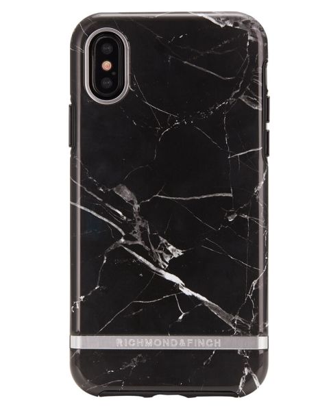 Richmond And Finch Black Marble - Silver iPhone X/Xs Cover